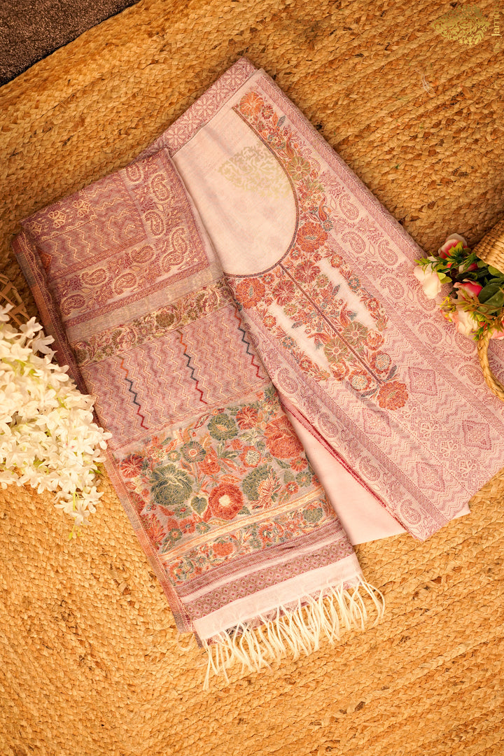 Kaani Pink Indian Traditional Unstitched Suit - TJ-003