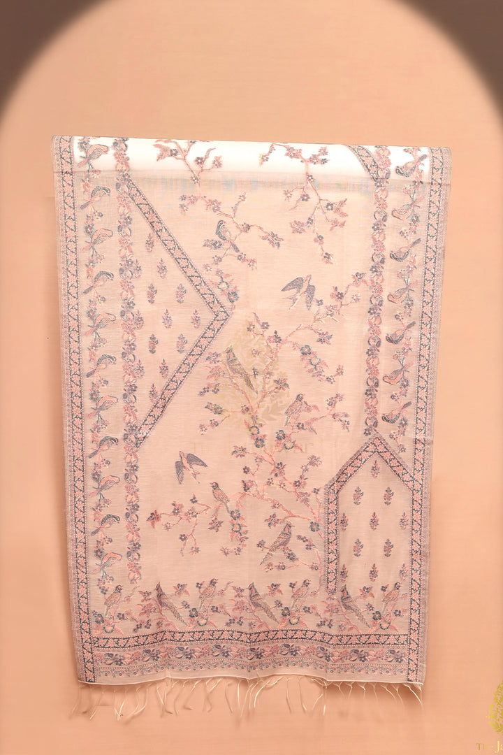 Baby Pink Luxe Cotton and Silk Unstitched Suit - MS002