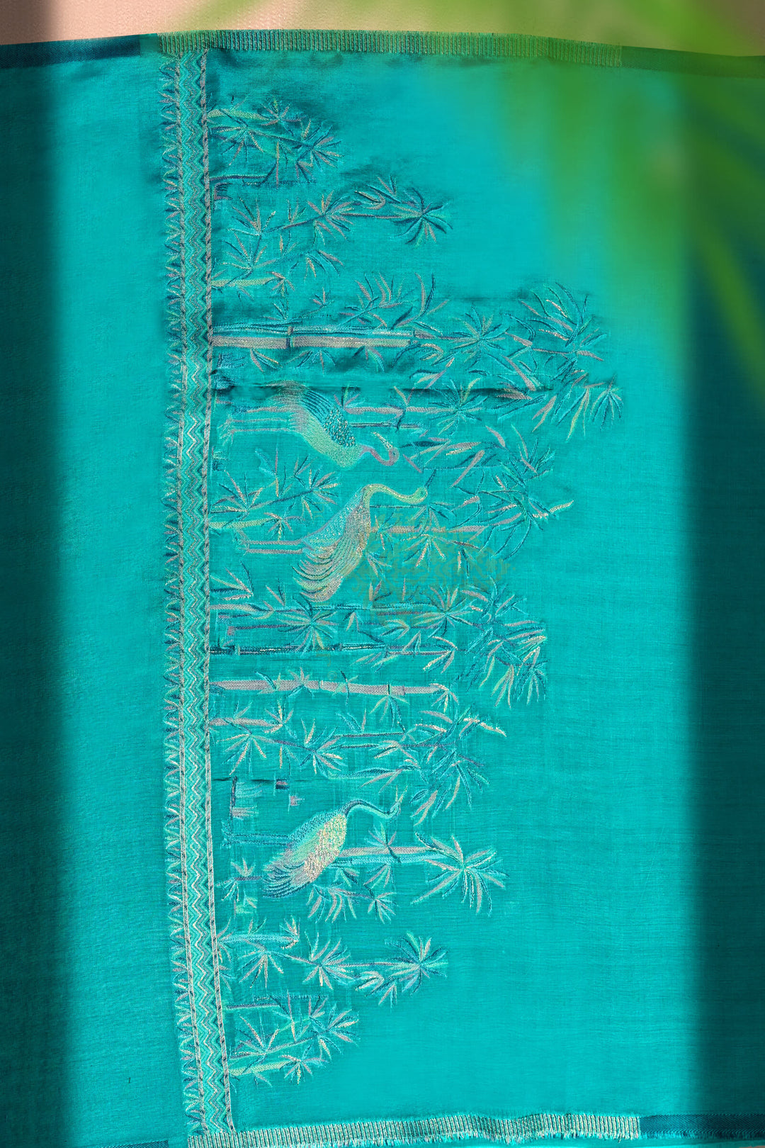 Teal Luxe Cotton and Silk Unstitched Suit - MS009