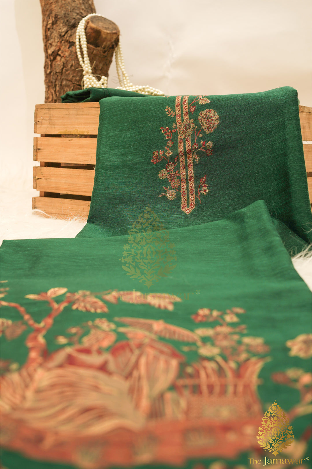 Utsav Green Unstitched Suit Pure Silk