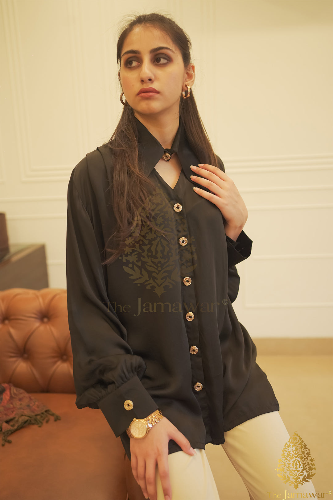 Waza Everyday Luxury Pure Crepe Black Shirt