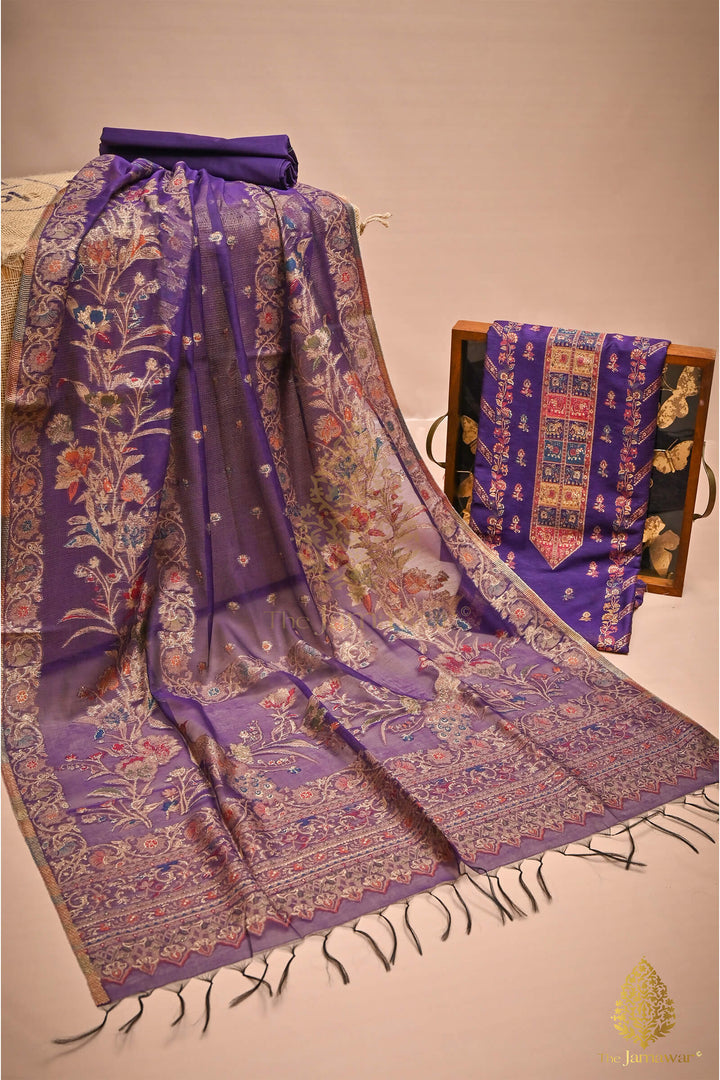 Violet Luxe Cotton and Silk Unstitched Suit - MS007