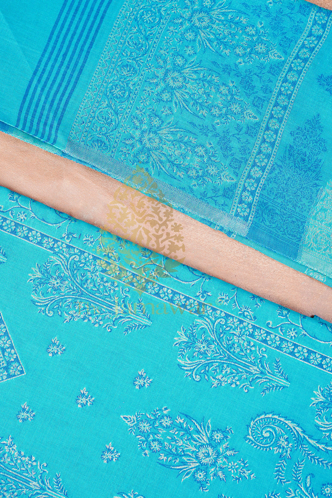 Enchanting Blue Mulmul Cotton Linen Lawn Suit