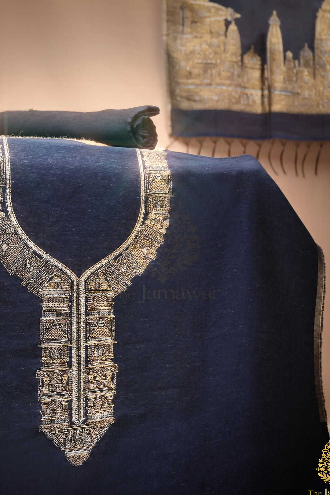 Navy Luxe Cotton and Silk Unstitched Suit - MS003