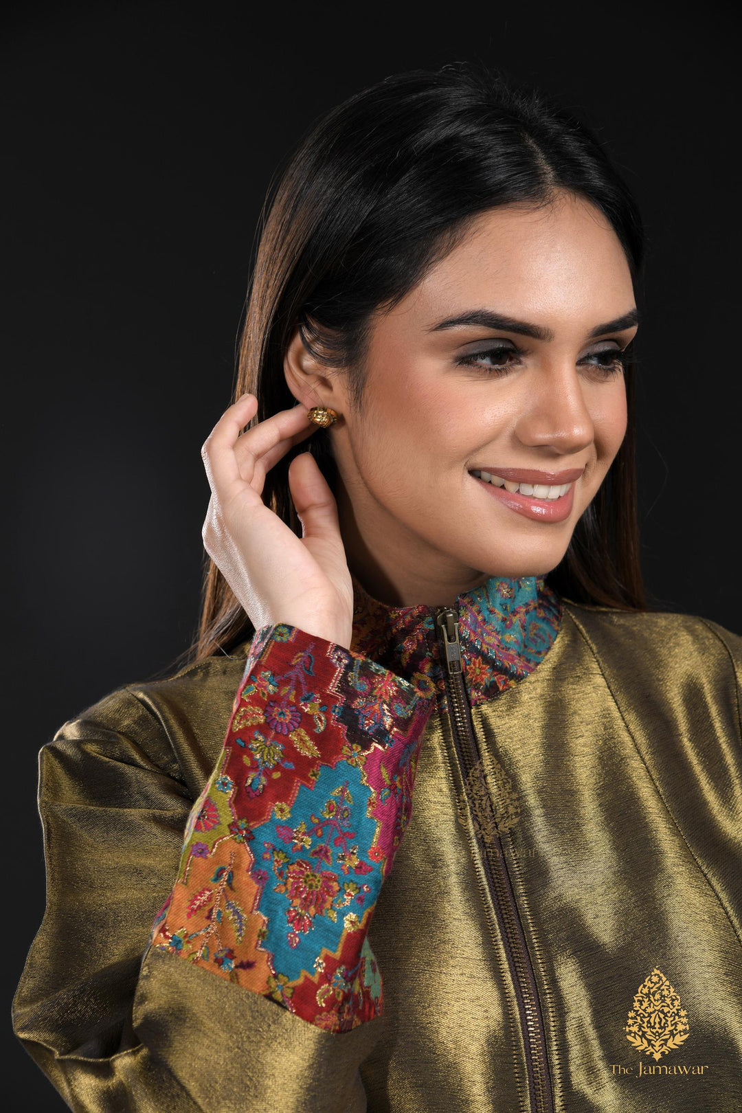 Timeless Gold Jamawar Jacket