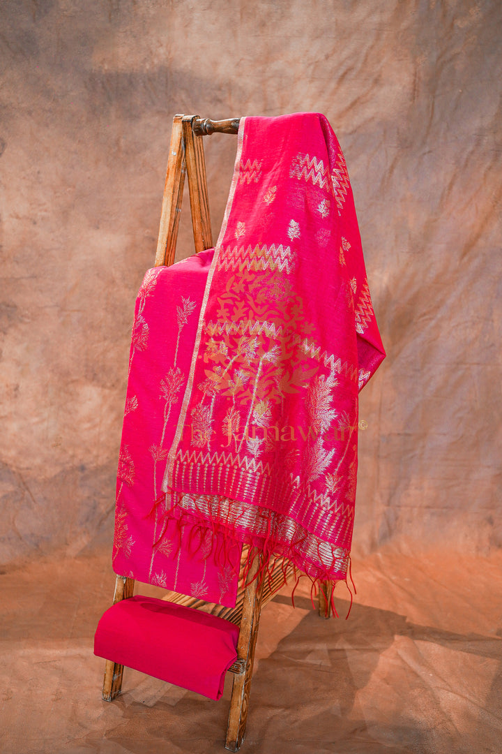 Enchanting Pink Mulmul Cotton Linen Lawn Suit