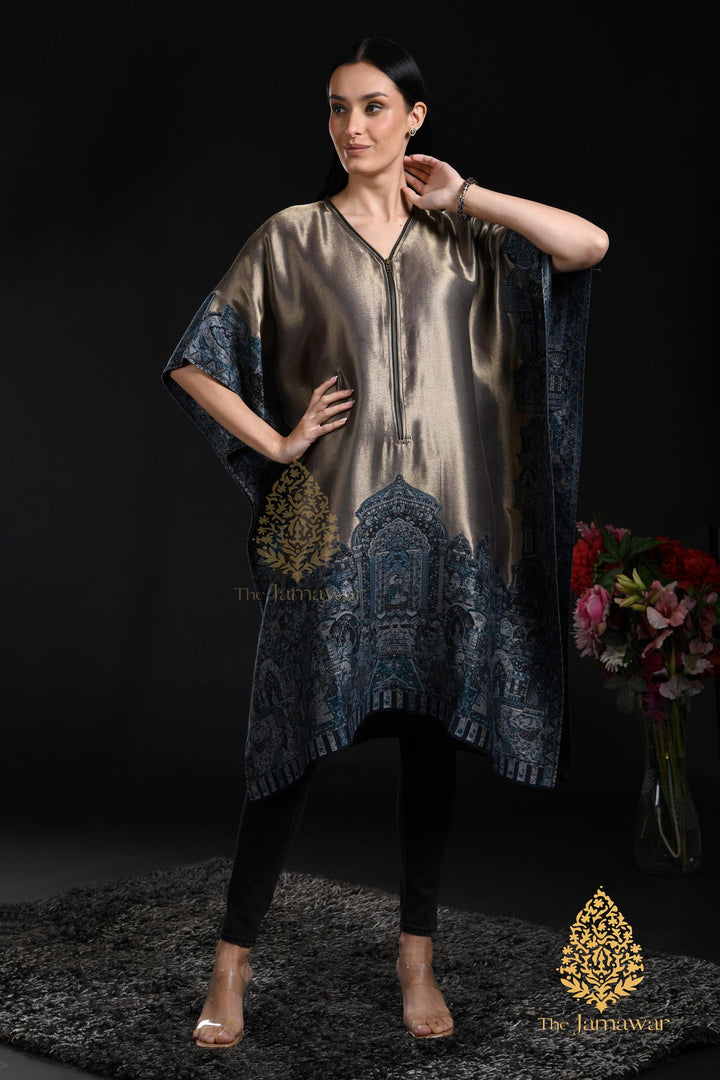 Metallic Kashmiri Motif Silk Kaftan