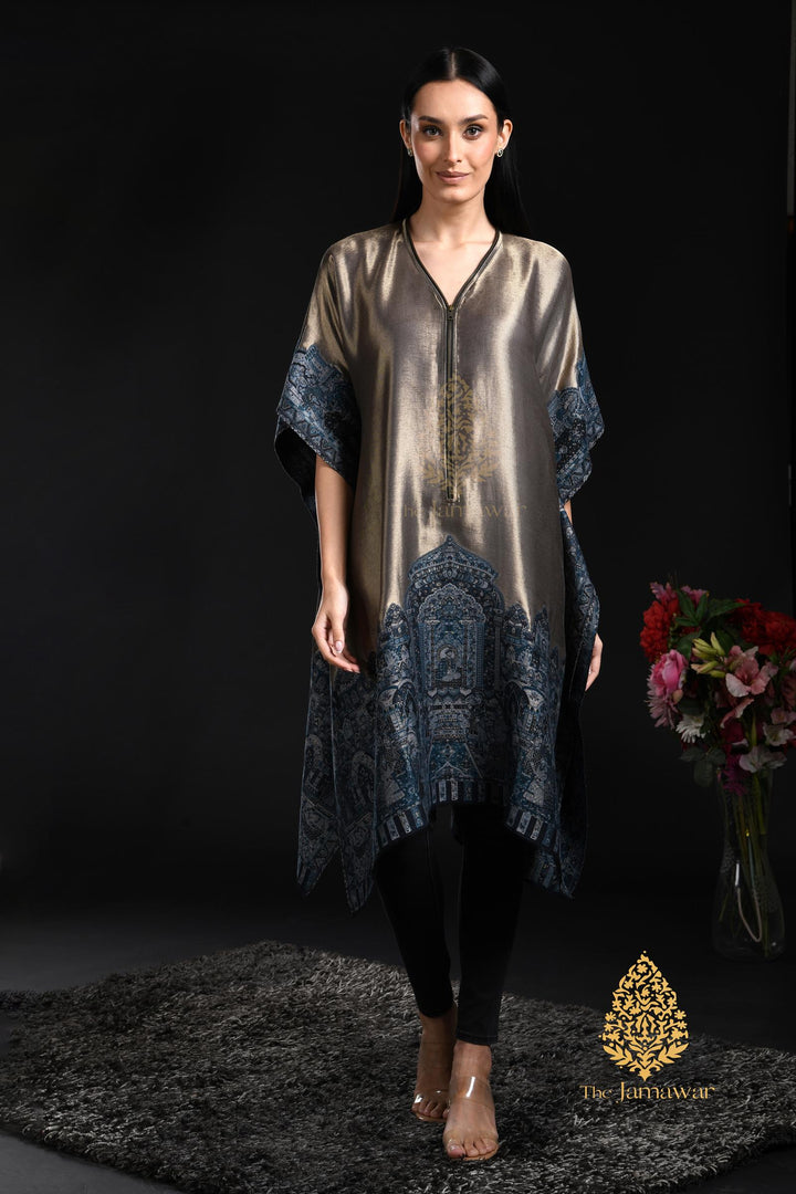 Metallic Kashmiri Motif Silk Kaftan