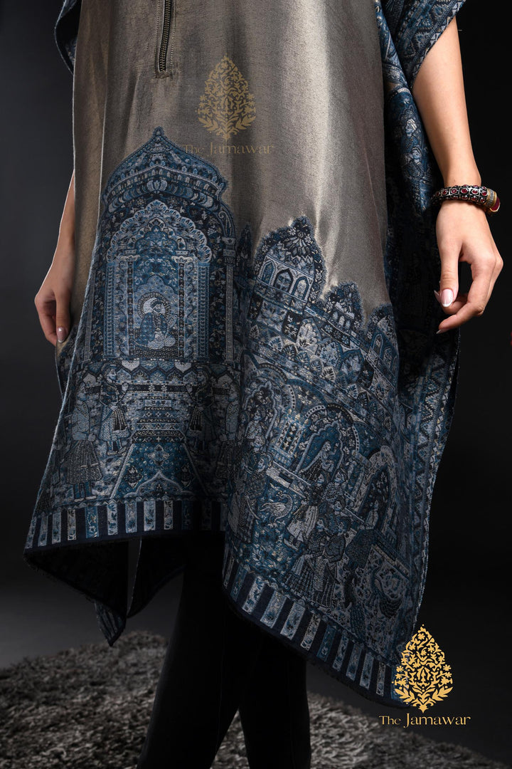 Metallic Kashmiri Motif Silk Kaftan