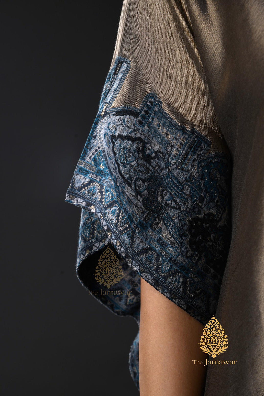 Metallic Kashmiri Motif Silk Kaftan