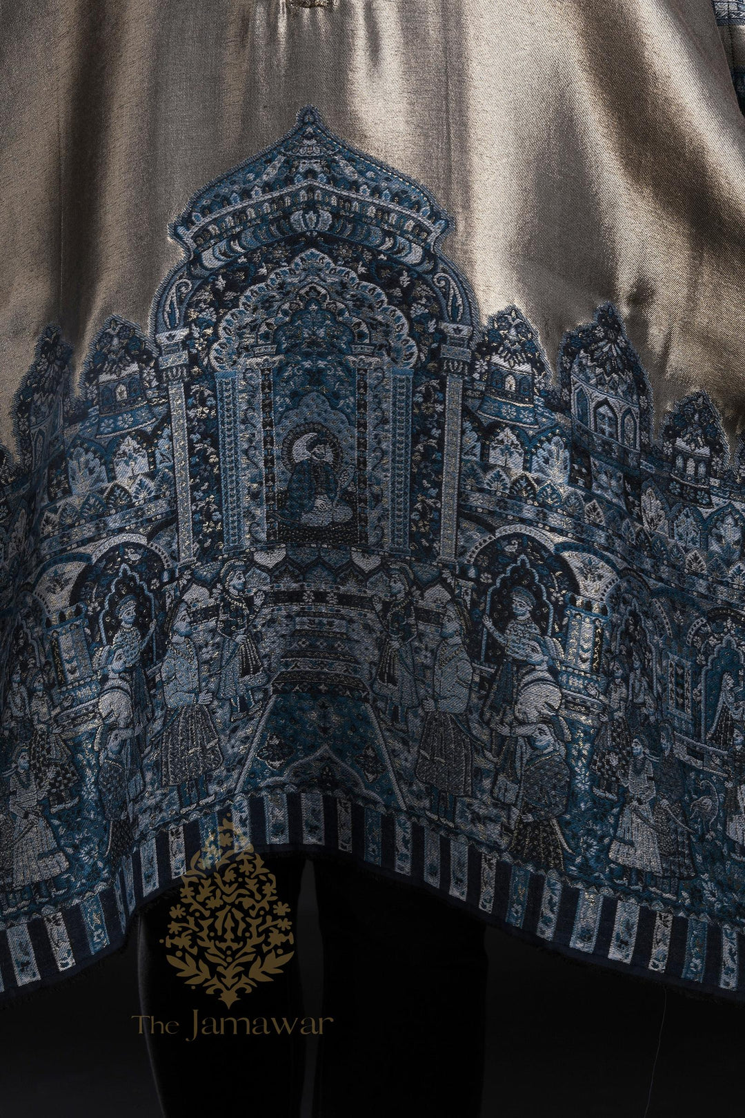 Metallic Kashmiri Motif Silk Kaftan
