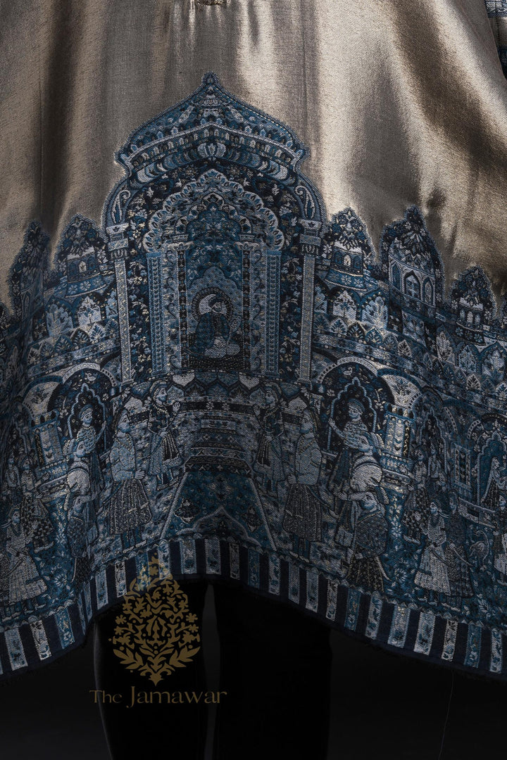 Metallic Kashmiri Motif Silk Kaftan