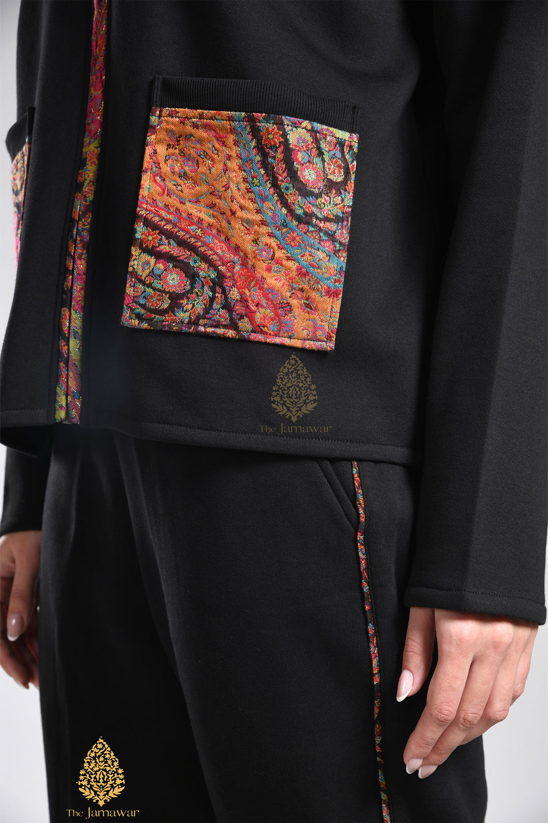 Women's Ziper with Raw Silk detailing & Pants