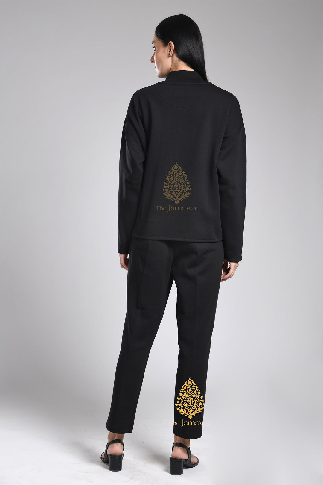 Women's Ziper with Raw Silk detailing & Pants