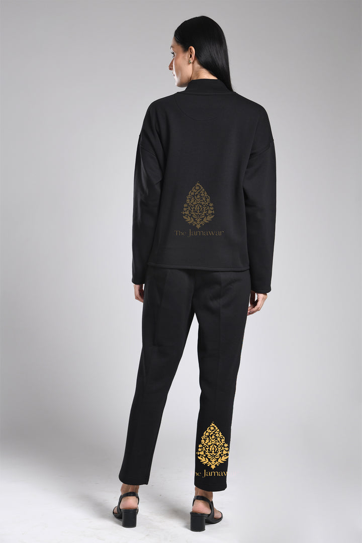 Women's Ziper with Raw Silk detailing & Pants