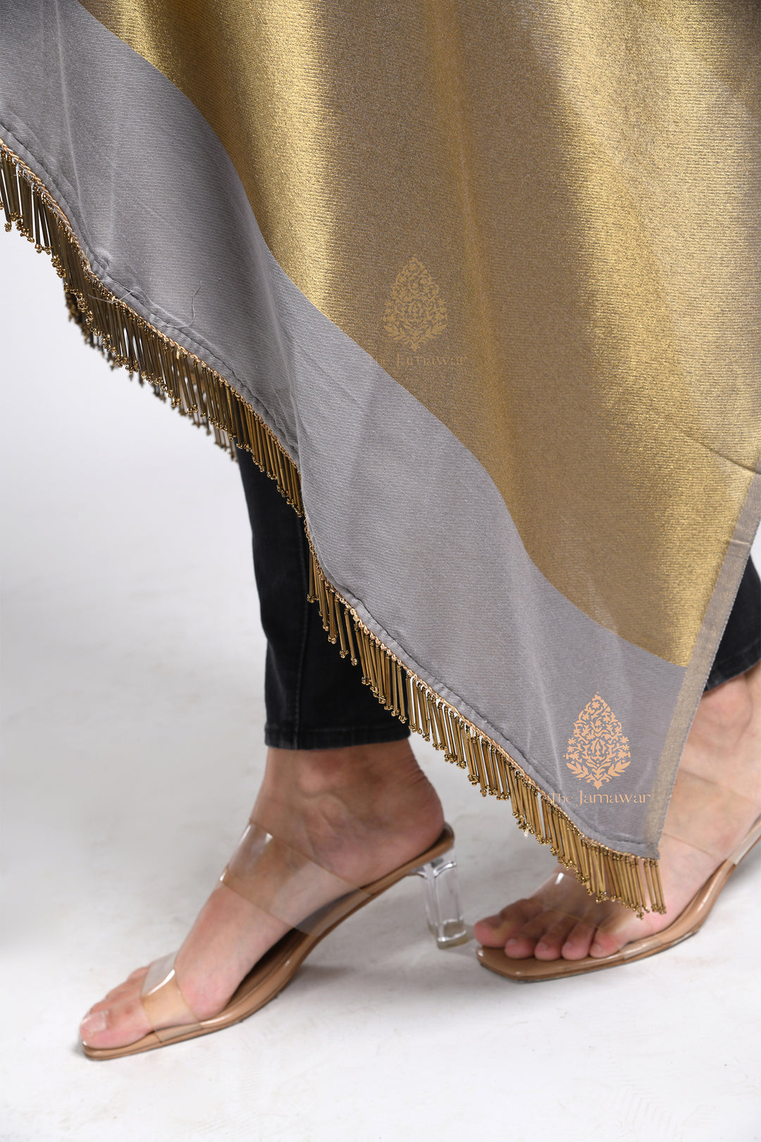 Reversible Metallic Drape Cape Stole