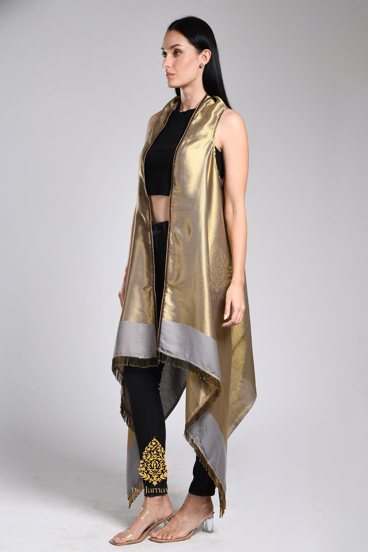 Reversible Metallic Drape Cape Stole