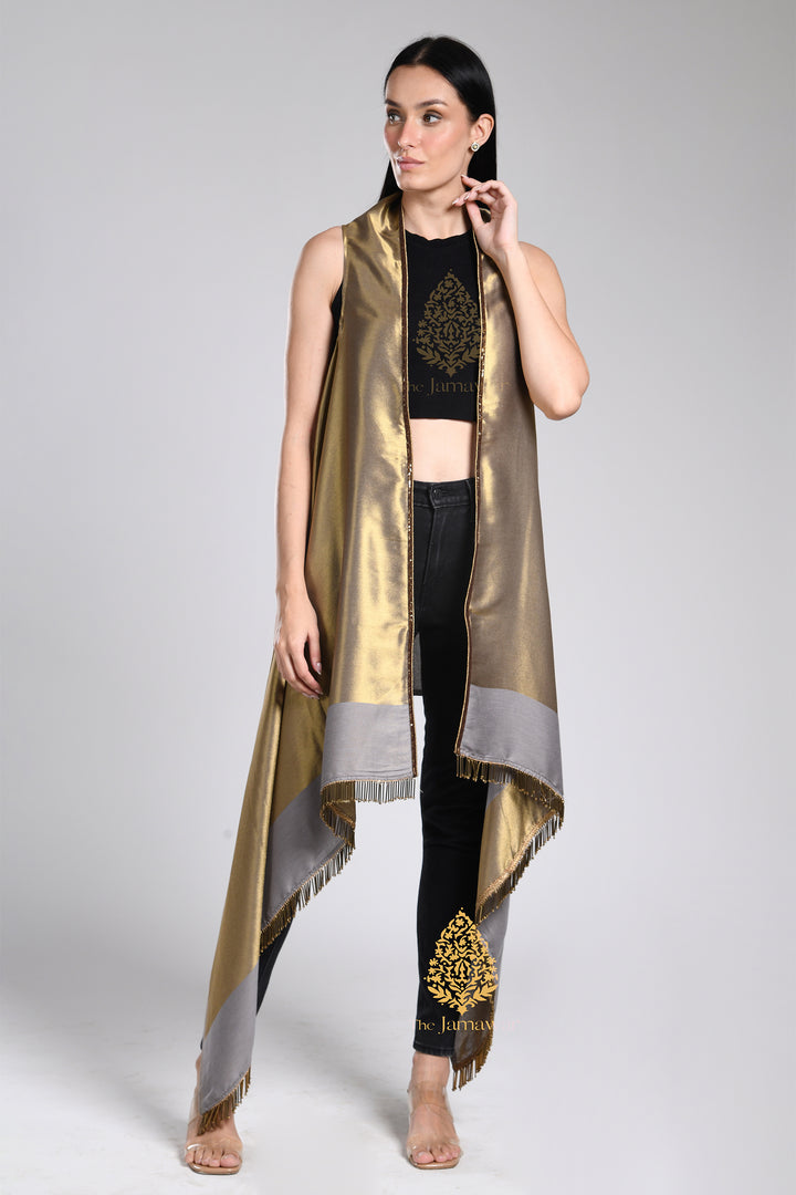 Reversible Metallic Drape Cape Stole