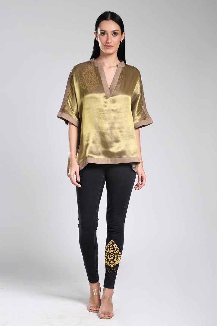 Molten Gold Boxy Kaftan Top