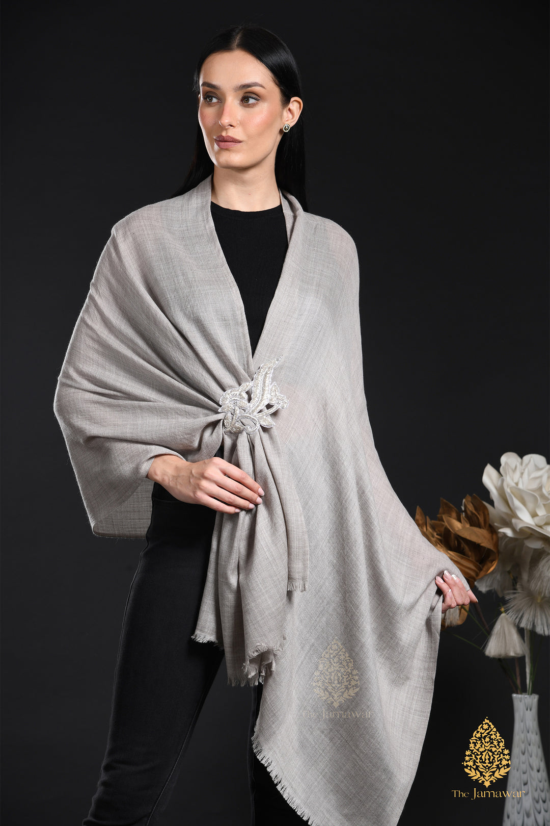 Gray Wrap-Around Wool Ensemble