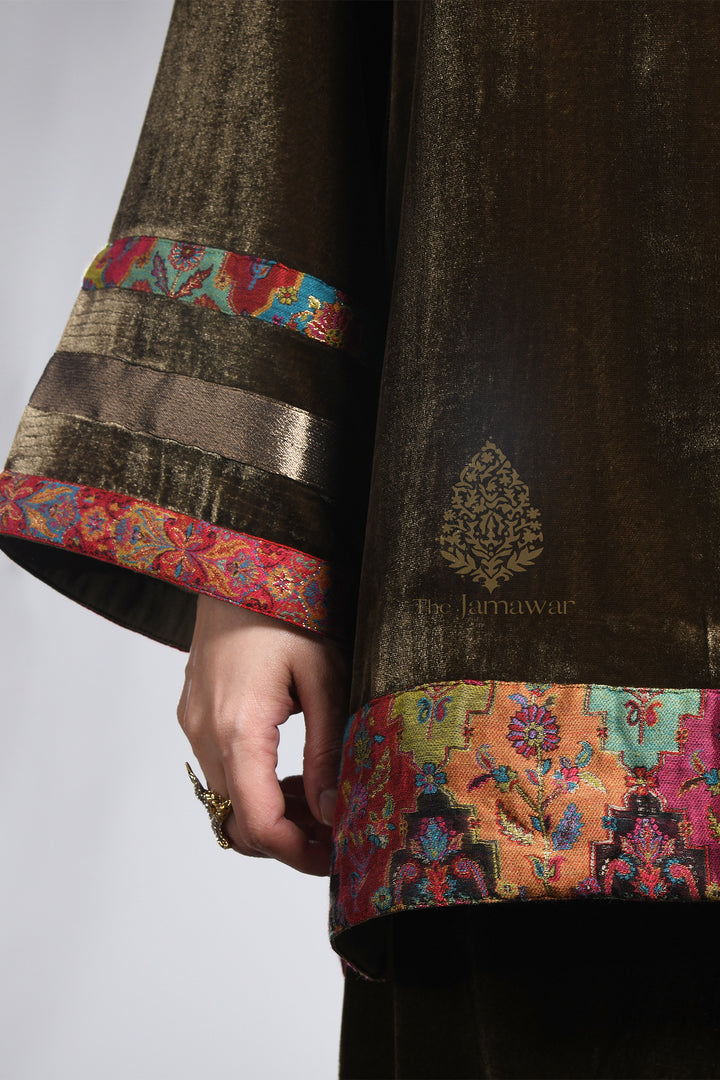 Olive Velvet Jamawar Ensemble
