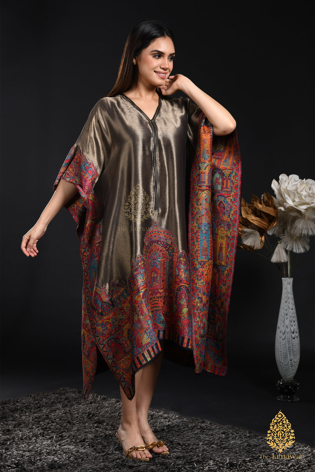 Metallic Bronze Jamawar Kaftan
