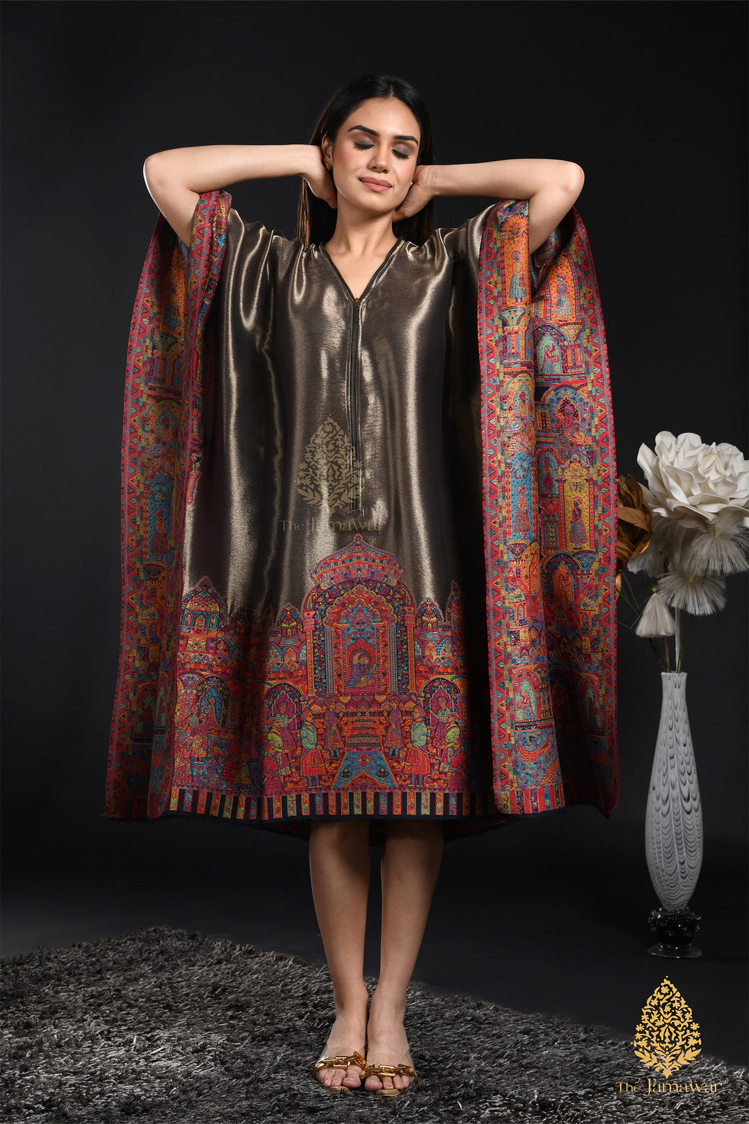 Metallic Bronze Jamawar Kaftan