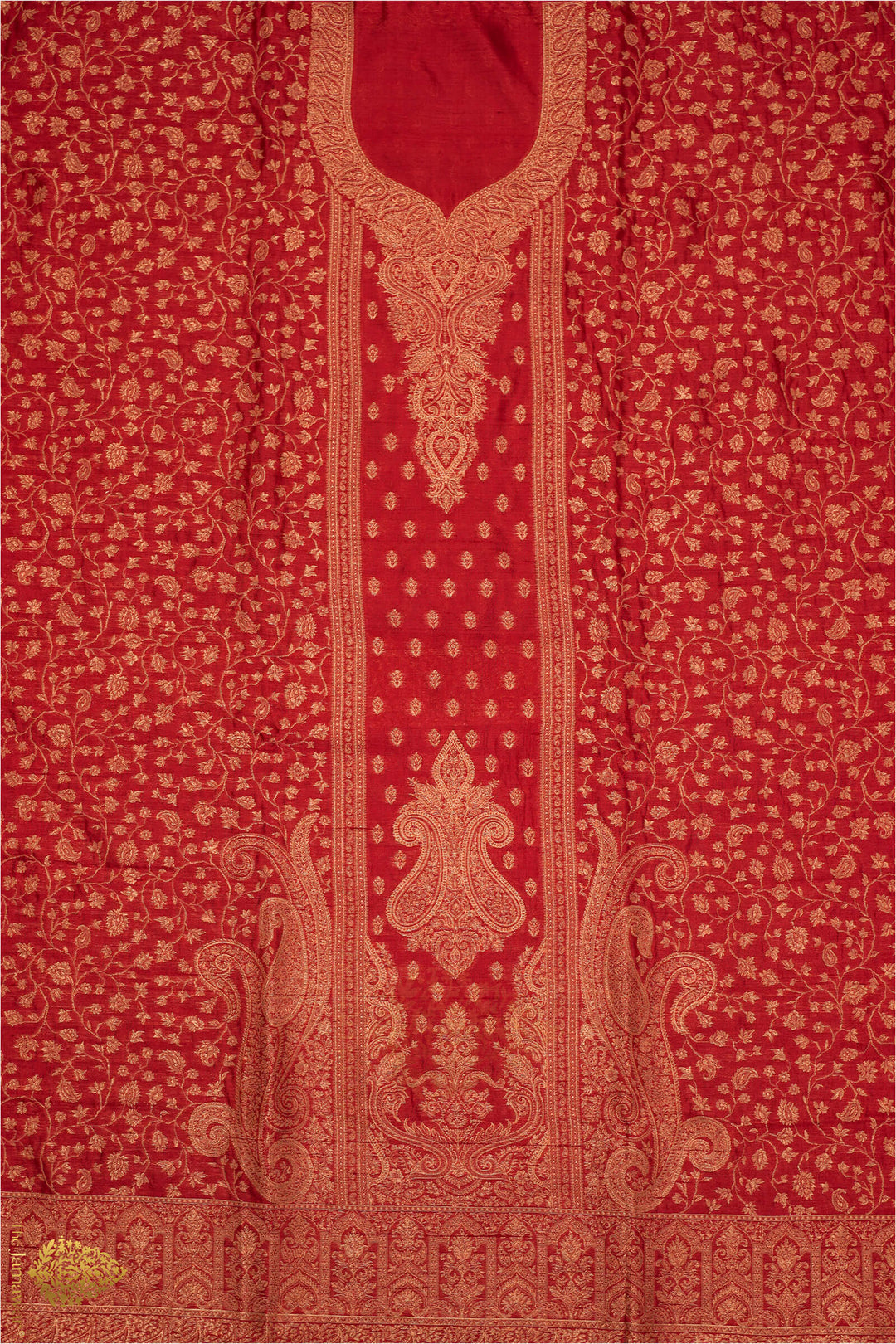 Traditional Red Unstitched Suit Pure Silk