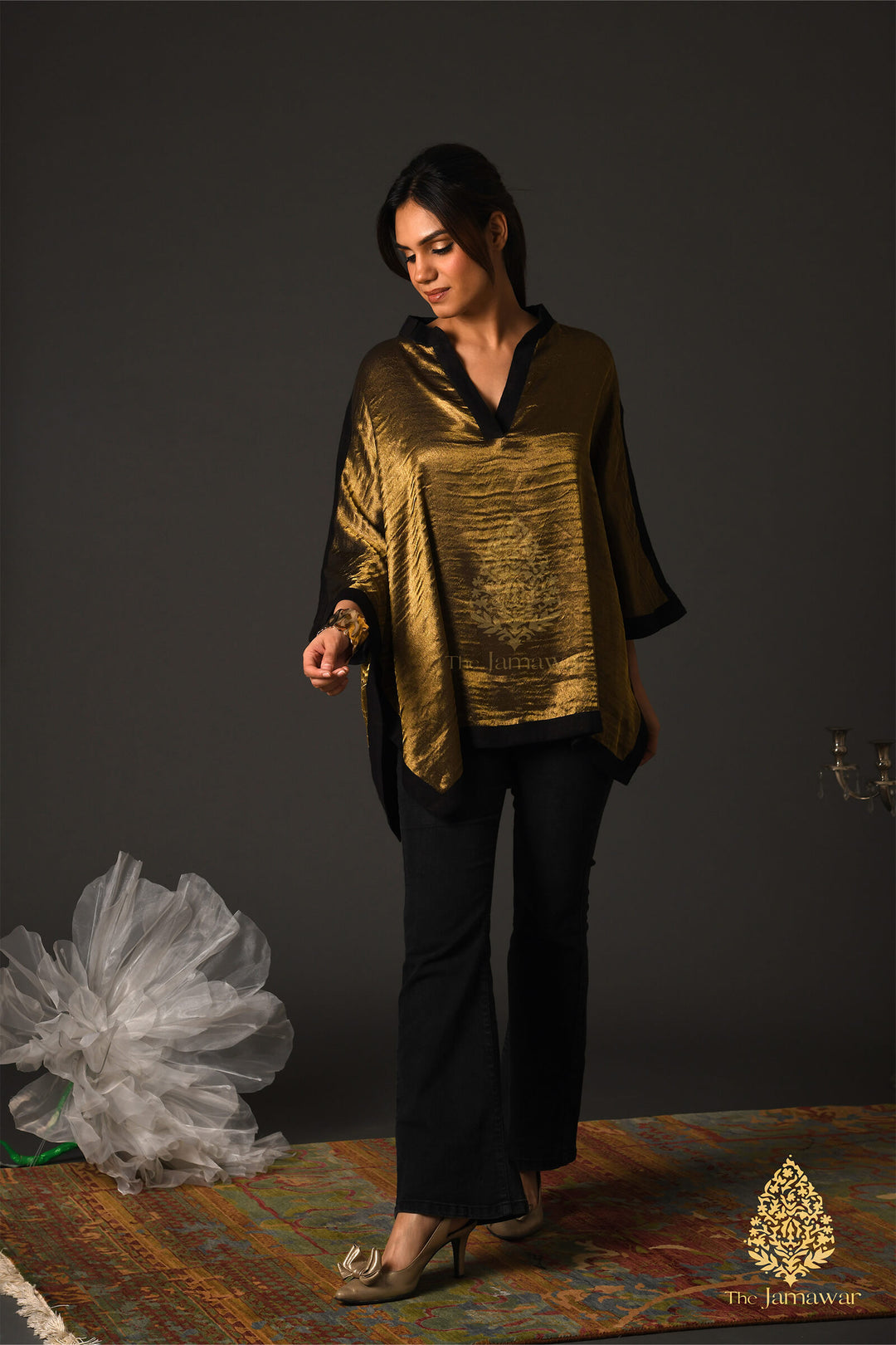 Black & Gold Zari Kaftan