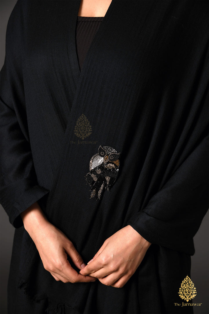 Exquisite Black Wool Wrap