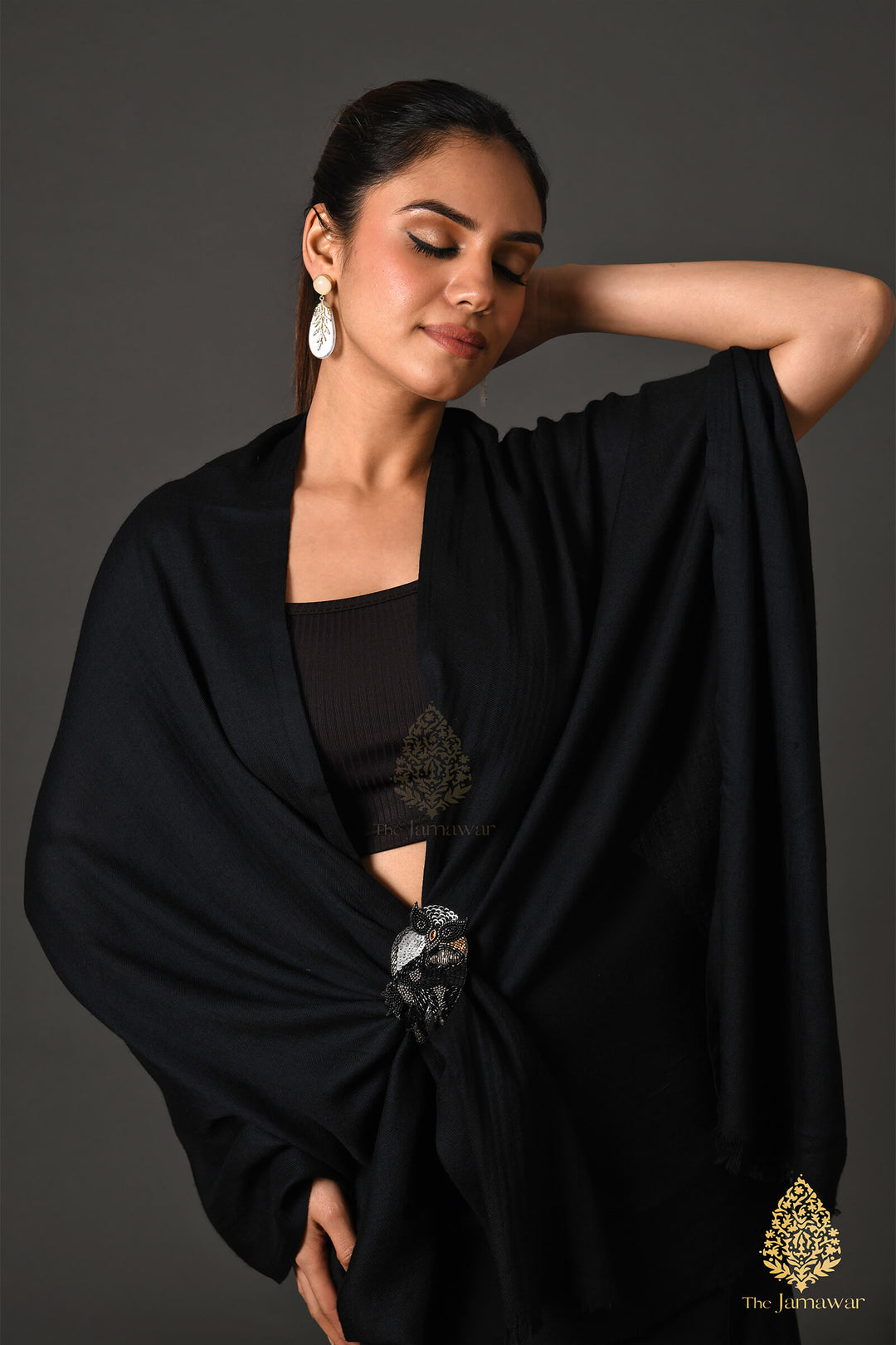 Exquisite Black Wool Wrap