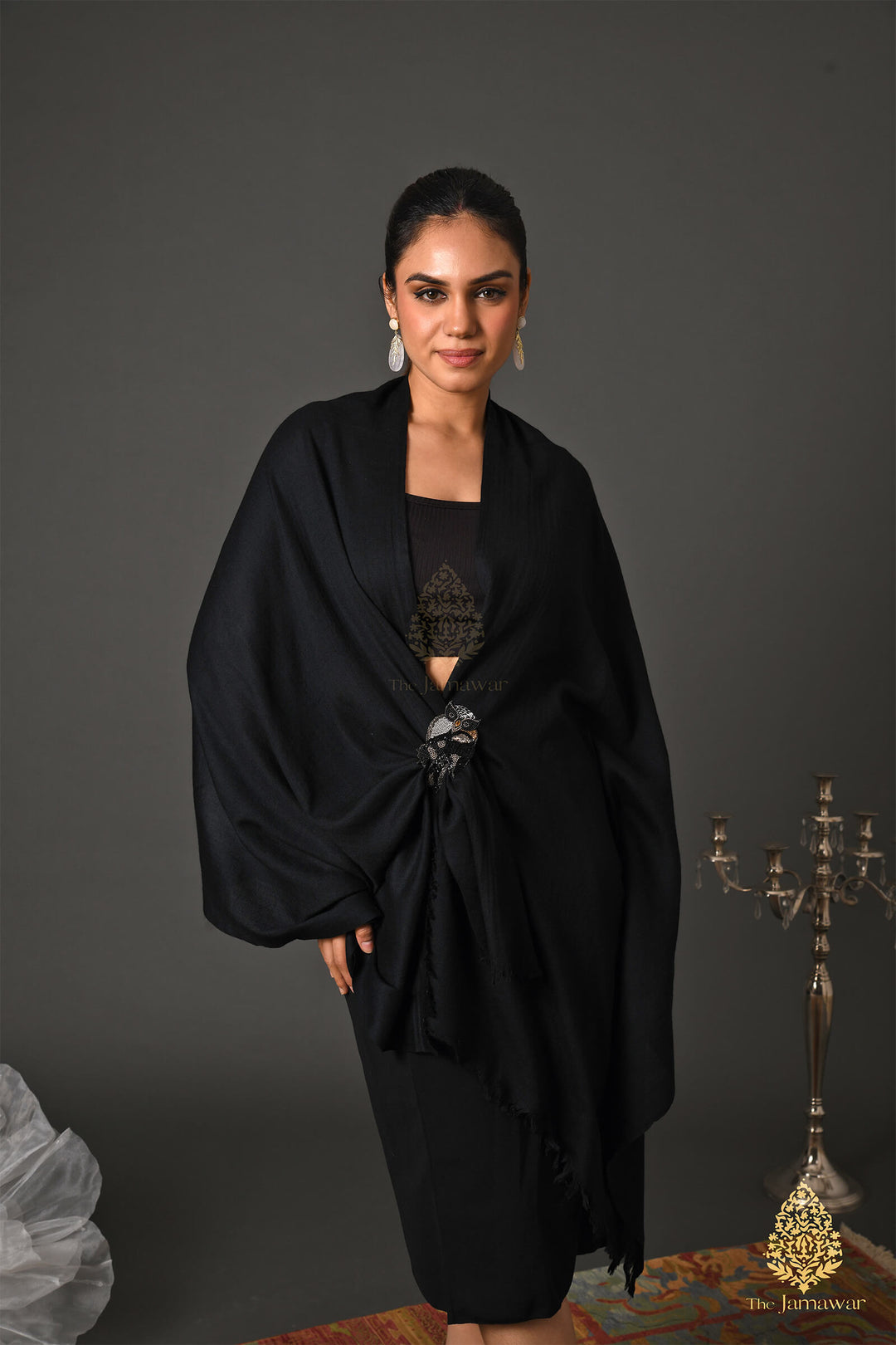 Exquisite Black Wool Wrap