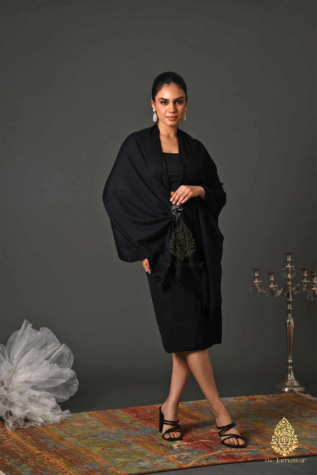 Exquisite Black Wool Wrap