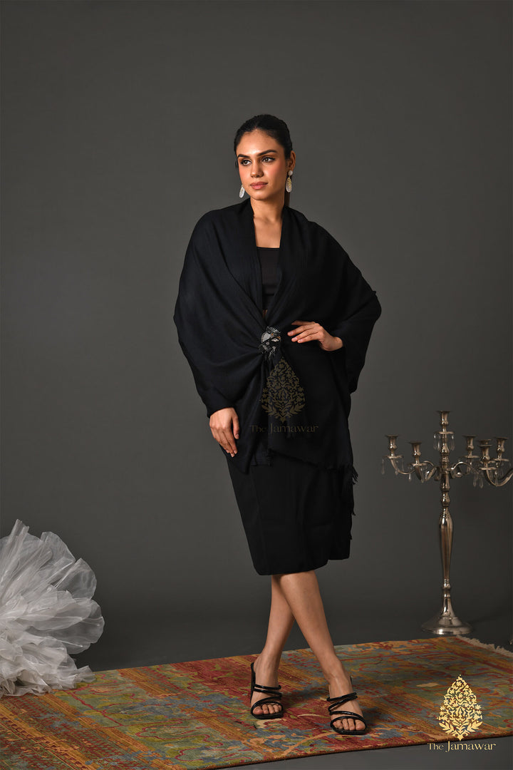 Exquisite Black Wool Wrap